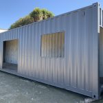 The painted shipping container prior to delivery.