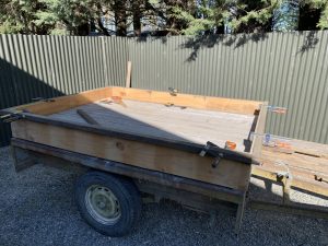 The painting was so big we had to build a wooden crate on the trailer to transport it from the framers